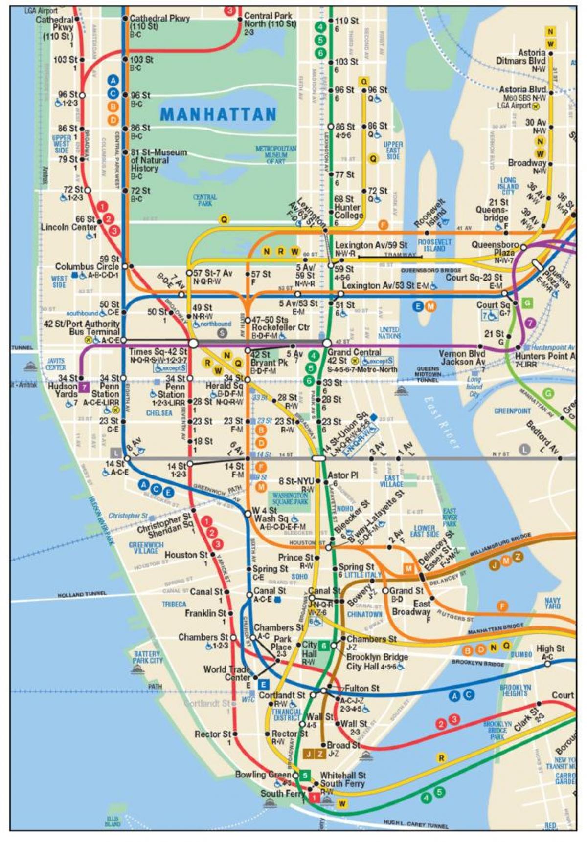 kartta lower Manhattan metrolla