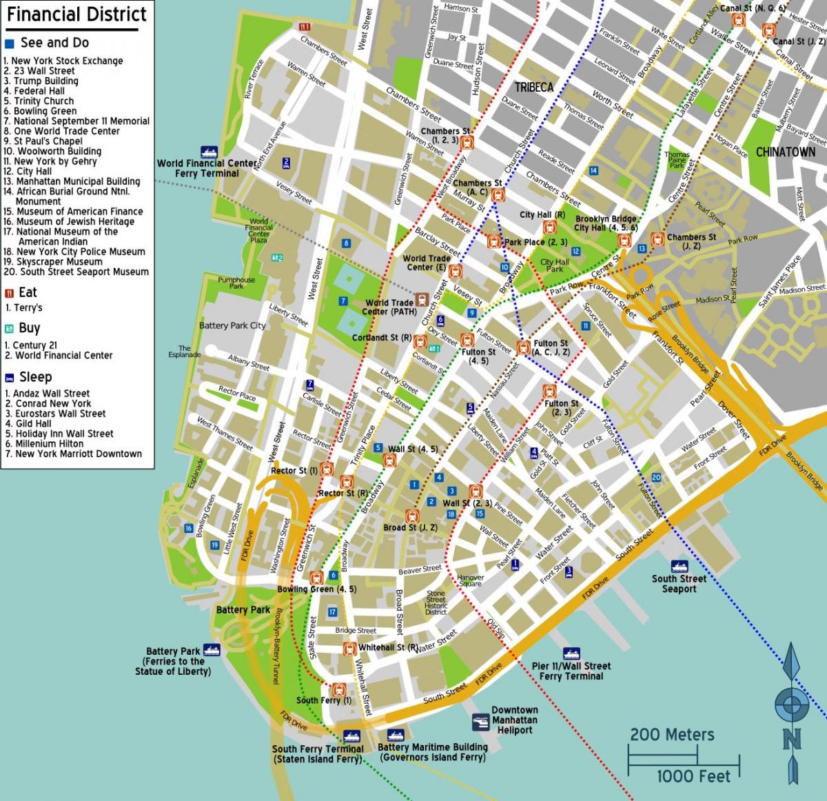 kartta downtown Manhattan ny
