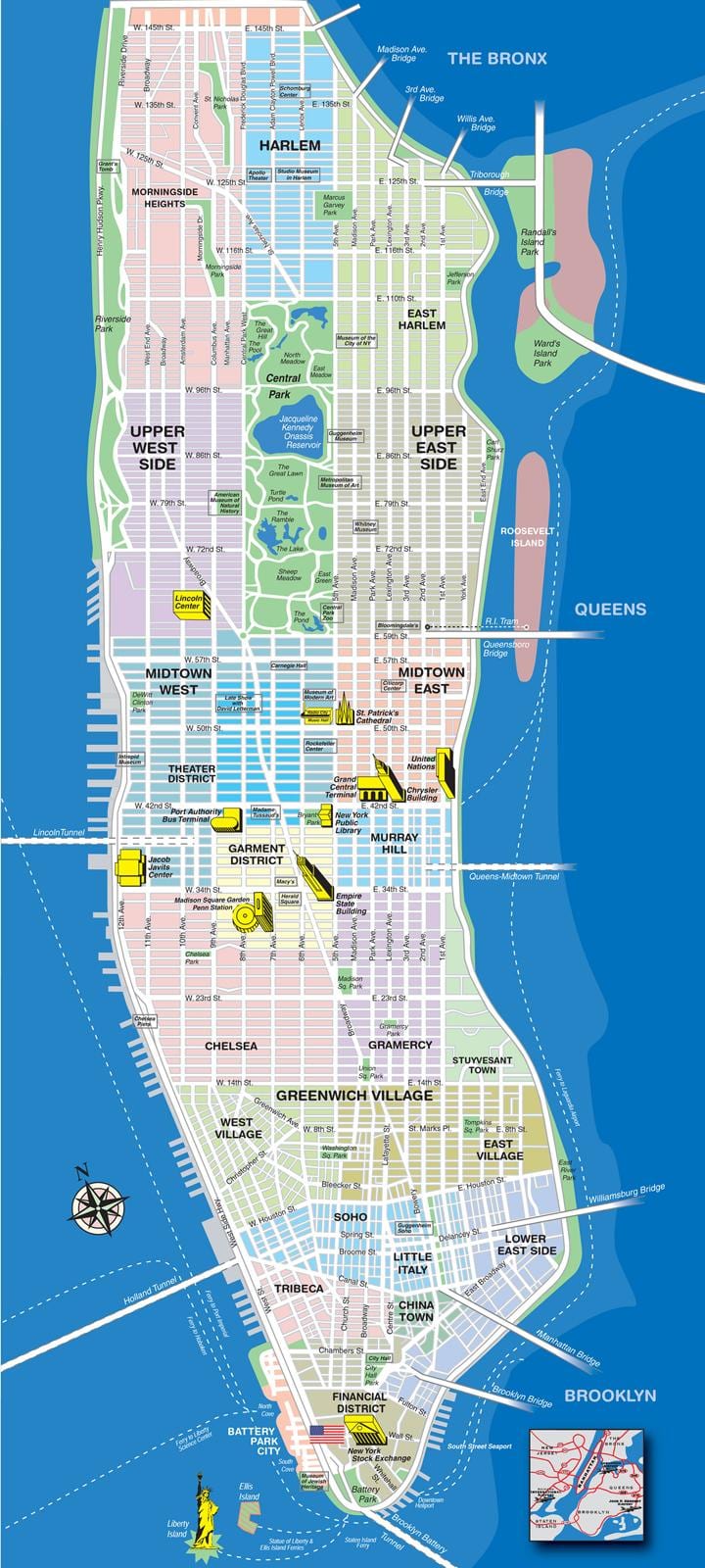kartta upper Manhattan lähiöissä