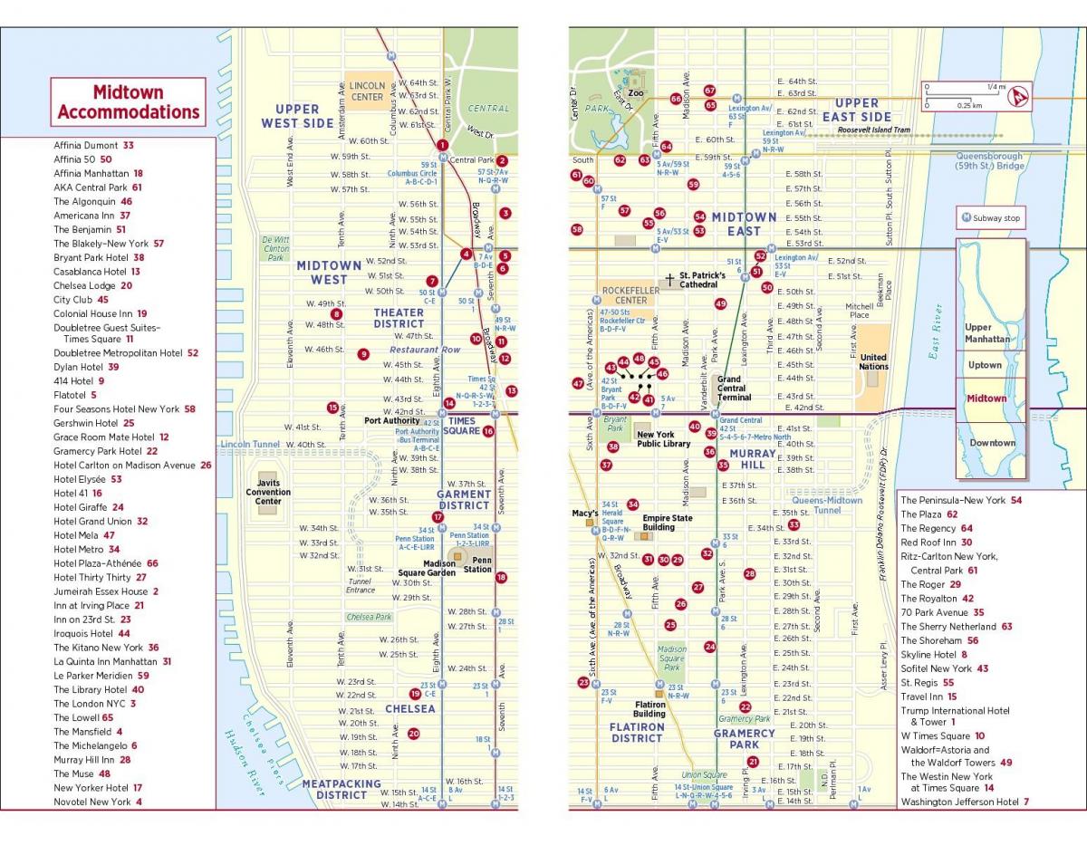 tulostettava kävely kartta midtown Manhattan
