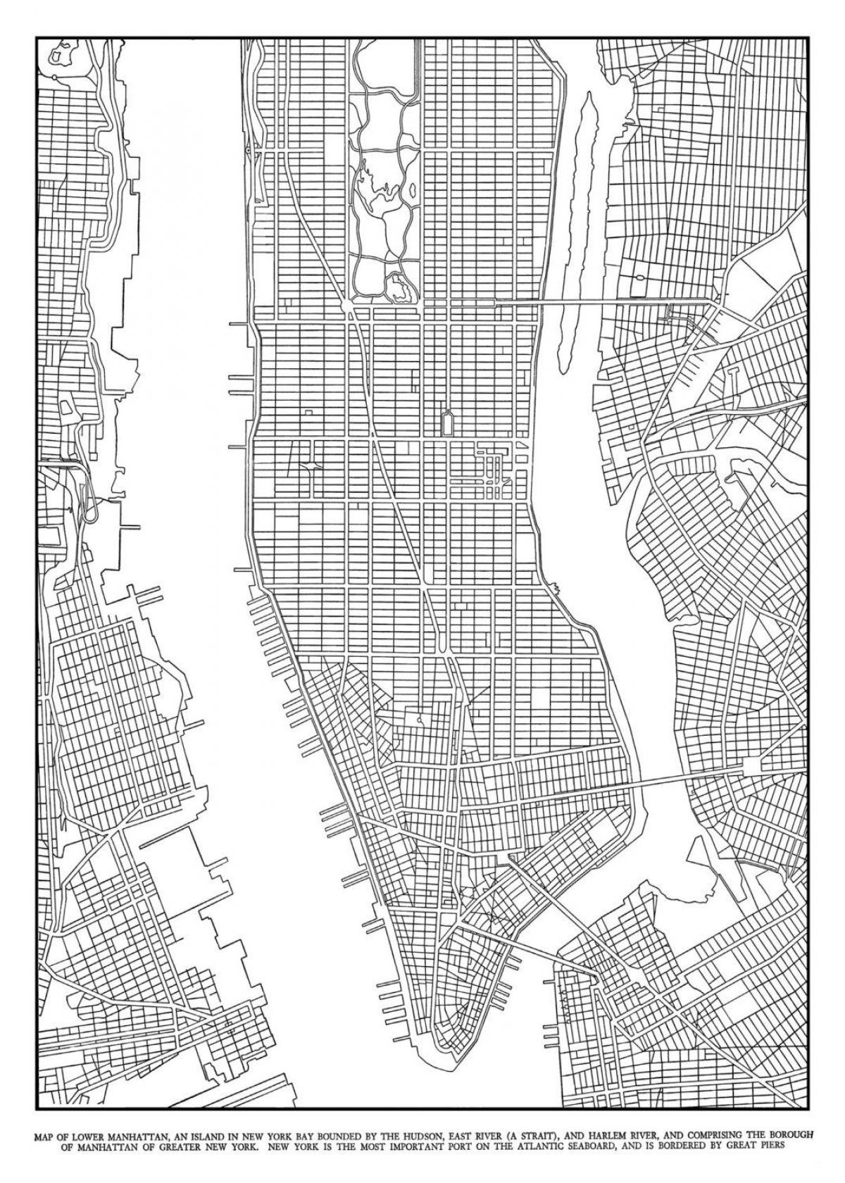 kartta Manhattanin verkkoon