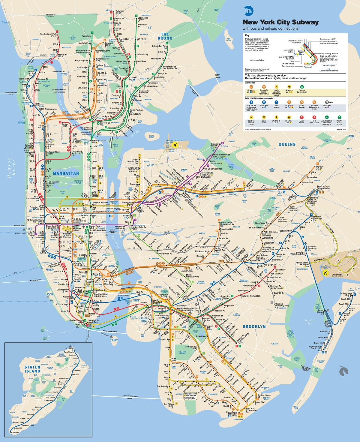 Manhattan-julkinen liikenne kartta