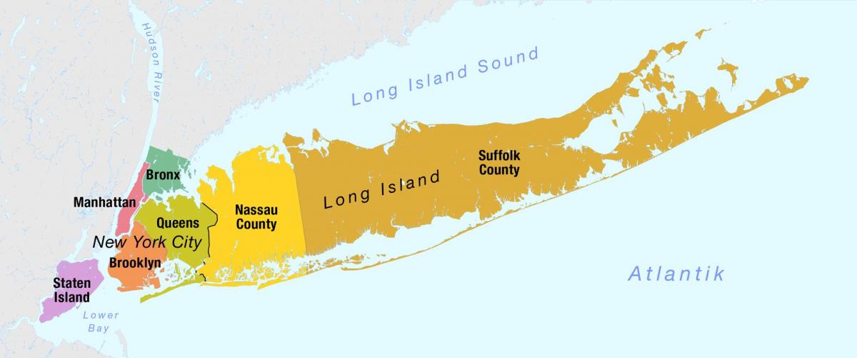 kartta New York Manhattan ja long island