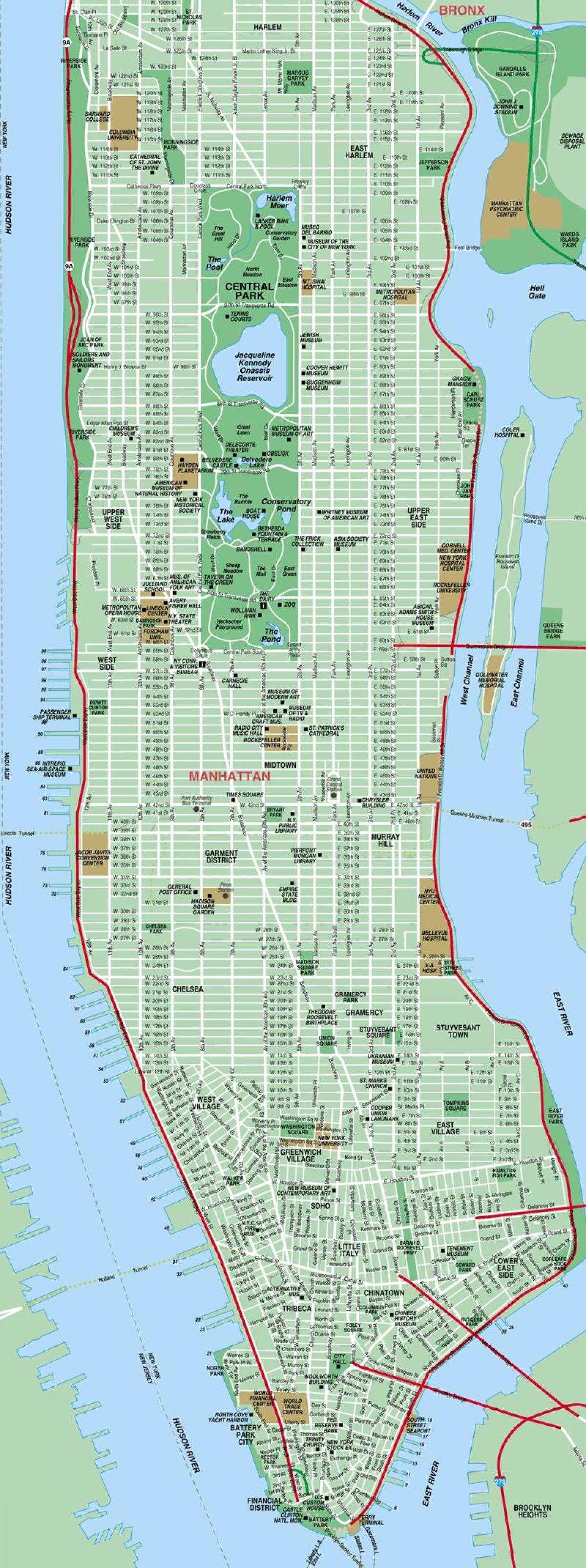 tulostettava street map-Manhattan