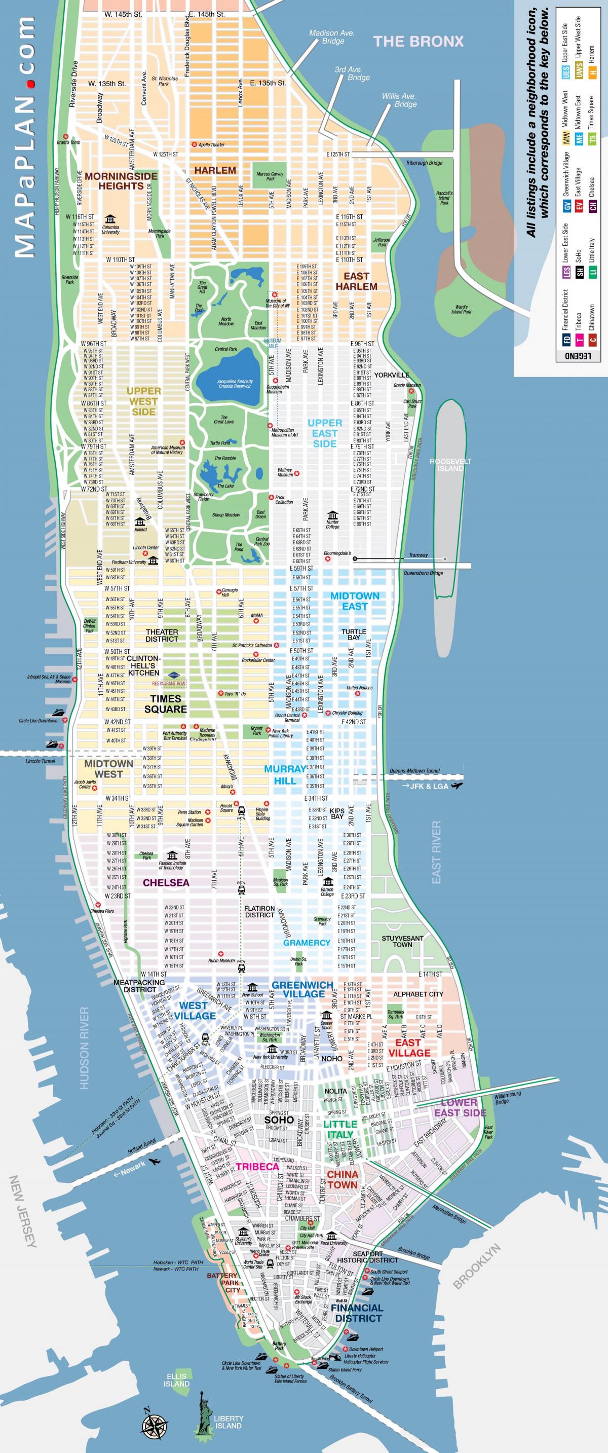 ilmainen tulostettava kartta Manhattan NYC