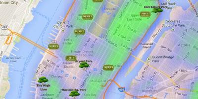 Kartta Manhattanin puistot