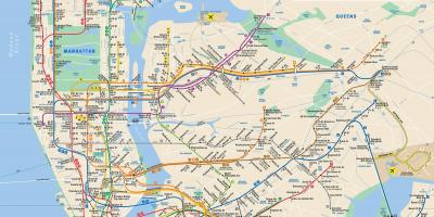 Manhattan street map-metro pysähtyy